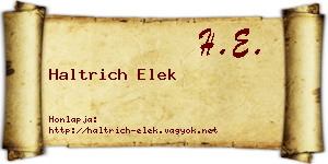 Haltrich Elek névjegykártya